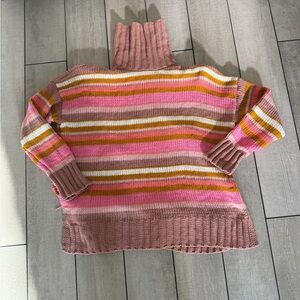 Aerie Multicolor Striped Turtleneck Sweater